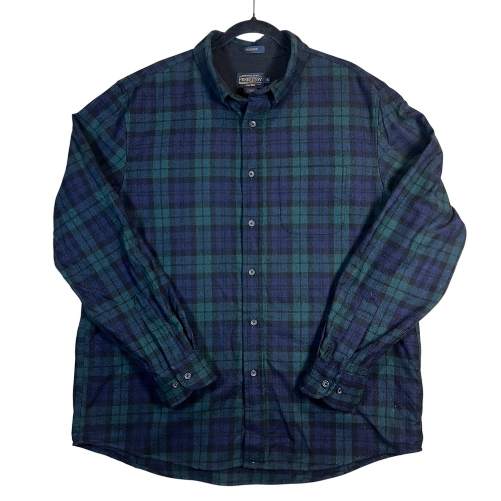 Pendleton Fireside Shirt Men's XL Blackwatch Tartan Wool‎ Plaid Button Down